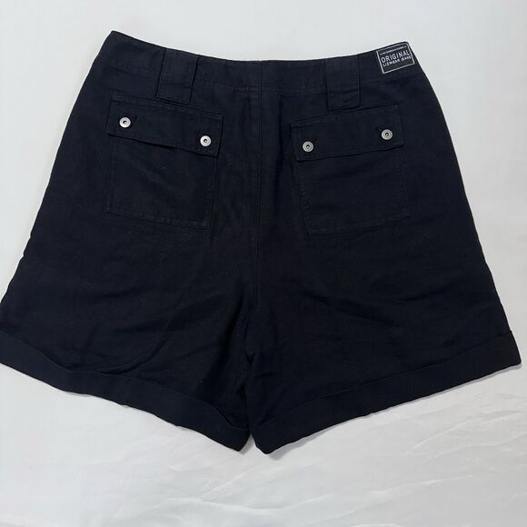 Liz Claiborne Lizwear Shorts Women Linen Blend High Rise Sz 8-10 Black - NEW - Picture 2 of 13
